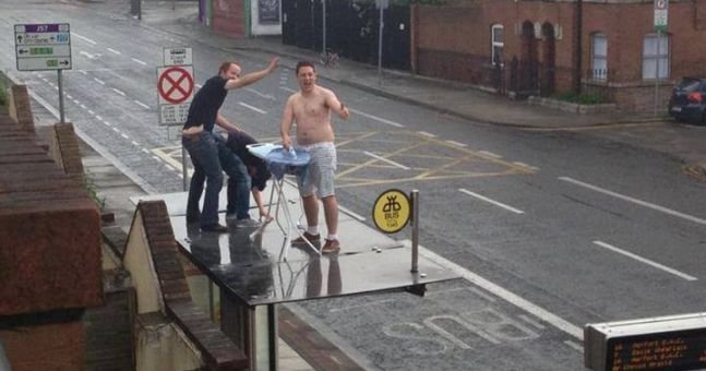 Some Irish Guys Ironing and practicing sodomy on a bus shelter in Dublin